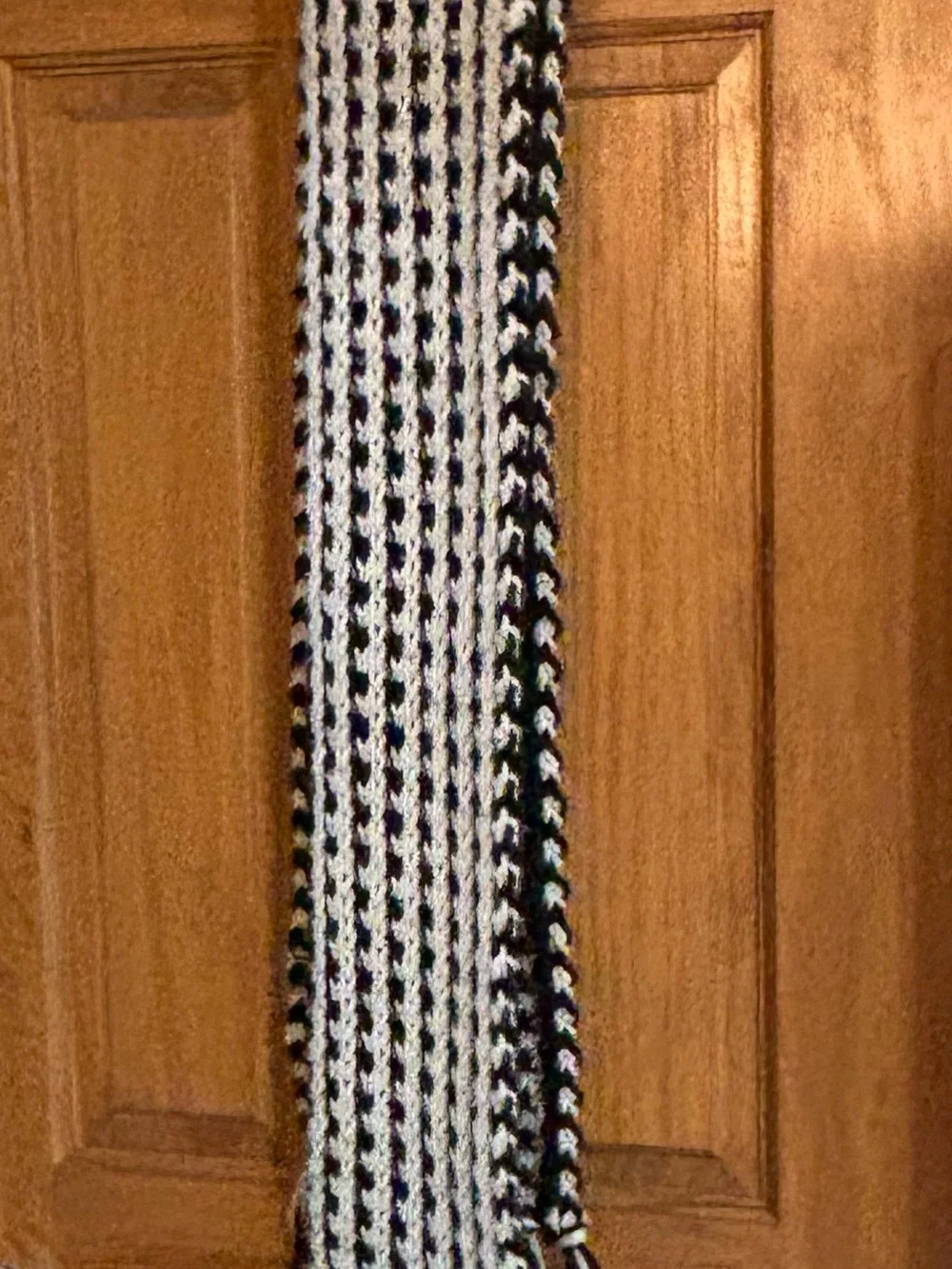 Steve Madden Black and White Striped Knit Scarf with Fringe